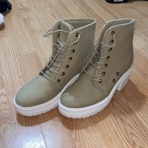 Tan combat boot booties